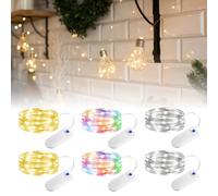 Lamptobe Cadena de Luces LED con Pilas Colores,20 LEDs Mini Luce LED Pilas Guirnalda Luces Interior 20M,Luces de Hadas Guirnaldas Luces Decorativas para Navidad,Fiesta,Hogar,Boda,Halloween (6 Piezas)