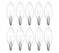 Lamptobe E14 Bombillas de Vela Regulable 28W Blanco Cálido 2700K 230V C35 Bombillas de Luz SES 230V Bombilla Transparente de Vidrio para Lámparas de Araña, Apliques, Lámparas de Techo, 10 piezas