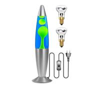 Lamptobe Lampara Azul y Verde Clásica Lámpara de lava retro, 1,85 Metros Cable, Luz Decorativa de Dormitorio Decorativa Lámpara de Estado de ánimo de lava decorativa, con Bombilla de 2 x R39 25w e14
