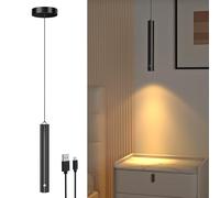 Lamptobe Lámpara Colgante LED con Batería,Táctil Regulable,LED de 3000K,Recargable,con Batería de 3000 mAh,Sin Cables,Moderna,Inalámbrica,Altura Ajustable,Para Isla,Mesilla de Noche,Dormitorio