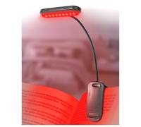 Lamptobe Lámpara de Lectura para Libros en la Cama, Luz Roja 670nm con Pinza y Función Memoria, Regulable & Recargable USB, Luz Noche sin Luz Azul, Portátil para Leer