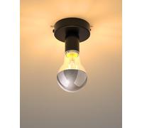 Lamptobe Lampara Industrial Techo, Lampara Vintage Techo con Bombilla de 4W Semicromada, Lampara Techo Negra para Salón Pasillo Restaurante Café