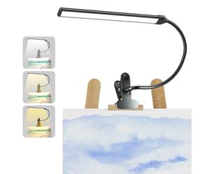 Lamptobe Lámpara LED de caballete con clip para artistas, 3 modos de color, 10 niveles regulables, luz de lectura de 300 lm para el cuidado de los ojos para pintar, dibujar con brazo flexible