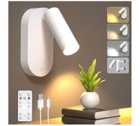 Lamptobe LED Lámpara de pared,Blanco Lámpara Techo Foco LED giratorios 360°,con temporizador y mando a distancia para interiores (3500 K/4500 K/6500 K),para iluminación de acento para