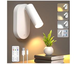 Lamptobe LED Lámpara de pared,Blanco Lámpara Techo Foco LED giratorios 360°,con temporizador y mando a distancia para interiores (3500 K/4500 K/6500 K),para iluminación de acento para