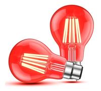 Lamptobe - Lote de 2 bombillas led (casquillo B22, globo A60, lámpara LED de color para iluminación de fiestas, al aire libre, patio, fiesta, Navidad, rojo