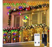 Lamptobe Luces de Red Navideñas para Valla, 4M 196LED 11 Modos Estrella, Impermeable con Mando a Distancia, Ideal para Jardín, Patio, Balcón y Tejado (Blanco Cálido Multicolor)