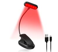 Lamptobe Luz de Lectura Roja 670nm y ámbar 1300K+1800K, Lampara de Lectura Roja Nocturna Melatonina con Pinza, Libre de Luz Azul, Cuello de Cisne Flexible 360°, para Niños, Estudio, Mesilla de Noche