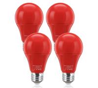 Lamptobe Luz Roja Nocturna Melatonina E27 para Dormir - 9W Bombilla Luz Roja LED E27 Bombilla Terapia Roja 0% Luz Azul para Dormitorios, Mejora del Ritmo de Descanso, No Regulables (Paquete de 4)