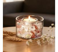 Lamptobe Portavelas Tealight con Cristales Curativos Chakra Piedras Set Portavelas Meditación, Regalo Espiritual para Mujer, Cumpleaños, Alivio Estrés, Yoga, Baño, Energía Reiki (Vela No Incluida)