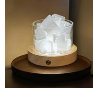 Lamptobe Selenita nocturna con base LED de madera, juego de piedras naturales chakra, piedras curativas, lámpara para terapia de cristal, meditación, alivio del estrés, reiki, yoga, limpieza de