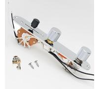 LAMSAM Conjunto de placa de control de guitarra precableada de 4 tonos, interruptor de hoja de 3 vías cargado, potenciómetro de empuje y tracción, excelentes perillas de velocidad de olla CTS a