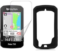 Lamshaw 2 unidades】Funda protectora TPU para Bryton Rider 750 - Carcasa de silicona suave, funda resistente a golpes y impermeable para GPS Bryton Rider 750 - Incluye 2 protectores de pantalla (Negro)