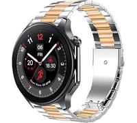 Lamshaw Banda Compatible para OnePlus Watch 3, 2, 2R, 1 - Correa Metálica de Acero Inoxidable con Liberación Rápida - Pulsera de Repuesto para Smartwatch (Oro rosa &Plateado, 18mm)