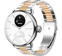 Lamshaw Brazalete de acero inoxidable 18-20mm compatible con Withings ScanWatch 2 42mm, Horizon, Steel HR 40mm/HR Sport, ScanWatch 38mm/Light, Move, Move ECG, Steel. (Oro rosa &Plateado, 20mm)