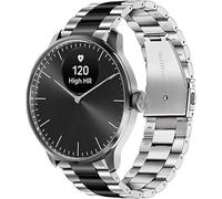 Lamshaw Brazalete de acero inoxidable 18-20mm compatible con Withings ScanWatch 2 42mm, Horizon, Steel HR 40mm/HR Sport, ScanWatch 38mm/Light, Move, Move ECG, Steel. (Negro&Plateado, 20mm)