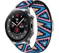 Lamshaw Cinta de Repuesto Compatible con OnePlus Watch 3, 2 46mm / 2R / 1 / 43mm SmartWatch- Elástica, Transpirable y Ajustable de Nylon con Liberación Rápida (Azul y Rosa, 18mm)