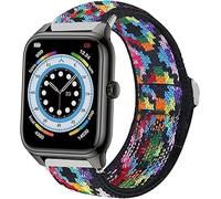 Lamshaw Cinturón elástico de nylon ajustable de 20mm para reloj inteligente-Repuesto compatible para EGQINR P88,Popglory P22/P32/P36,CanMixs P22,EGQINR Watch HT, SOUYIE HT,IDW18 (bohemio)