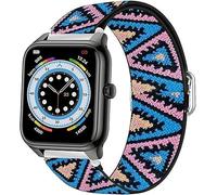 Lamshaw Cinturón elástico de nylon ajustable de 20mm para reloj inteligente-Repuesto compatible para EGQINR P88,Popglory P22/P32/P36,CanMixs P22,EGQINR Watch HT, SOUYIE HT,IDW18 (Azul&Rosa)