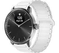 Lamshaw Compatible con Correas 18mm-20mm magnéticas de Silicona para Withings ScanWatch 2, Nova, Horizon, Steel HR, Move y más - Cierre Fuerte Ideal para Deporte (Blanco, 20mm)