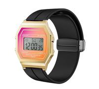 Lamshaw Compatible con ICE Digit Retro Sunset Smart Watch -Sport Silicone Replacment Pulsera con hebilla magnética plegable compatible con ICE Digit Retro Sunset, 16mm, Silicona, No es una piedra