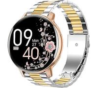 Lamshaw Correa Compatible con AIMIUVEI/NAIXUES/HASAKEI/SLOKSFil/tuercas S53 Reloj Inteligente Mujer 1.39 Pulgadas -Banda de Acero Inoxidable,Mecanismo de Liberación Rápida (Negro&Oro)