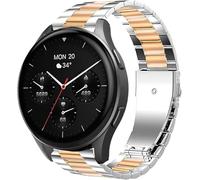 Lamshaw Correa Compatible con Hama Smartwatch 8900 1,32"/ 8900 1,43"-Banda de Acero Inoxidable,Mecanismo de Liberación Rápida (Oro rosa &Plateado, 18mm)