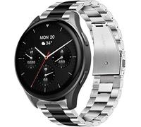 Lamshaw Correa Compatible con Hama Smartwatch 8900 1,32"/ 8900 1,43"-Banda de Acero Inoxidable,Mecanismo de Liberación Rápida (Negro&Plateado, 18mm)