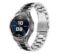 Lamshaw Correa Compatible con OUKITEL BT12/BT10/BT50/BT20/BT50/BT80/BT101/BT2/BT103 Smartwatch -Banda de Acero Inoxidable de Liberación Rápida, Duradera (Plateado&Negro)
