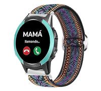 Lamshaw Correa Compatible con SaveFamily Smartwatch 18mm - Nylon Elástico Ajustable para SaveFamily Slim 4G/SaveFamily Enjoy- Banda Deportiva de Repuesto (Flor púrpura)