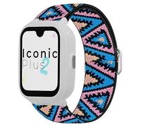 Lamshaw Correa Compatible con SaveFamily Smartwatch - Nylon Elástico Ajustable para SaveFamily Iconic Plus 2/Senior/SaveWatch Plus 4G - Banda Deportiva de Repuesto (Azul y Rosa)