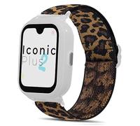 Lamshaw Correa Compatible con SaveFamily Smartwatch - Nylon Elástico Ajustable para SaveFamily Iconic Plus 2/Senior/SaveWatch Plus 4G - Banda Deportiva de Repuesto (Estampado de leopardo)