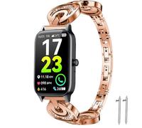 Lamshaw Correa Compatible con Soudorv Smartwatch - p97 1,57 ", la luna taladrar Metal Bandas de repuesto No Gap, Metal Metálica Acero Reloj Repuesto Inteligente Smartwatch Pulseras (Rosa)