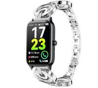 Lamshaw Correa Compatible con Soudorv Smartwatch - p97 1,57 ", la luna taladrar Metal Bandas de repuesto No Gap, Metal Metálica Acero Reloj Repuesto Inteligente Smartwatch Pulseras (Plateado)