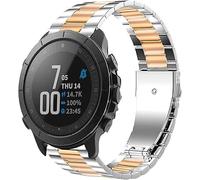 Lamshaw Correa Compatible con Wahoo ELEMNT Rival SmartWatch-Banda de Acero Inoxidable,Mecanismo de Liberación Rápida (Oro rosa &Plateado)