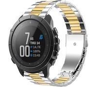 Lamshaw Correa Compatible con Wahoo ELEMNT Rival SmartWatch-Banda de Acero Inoxidable,Mecanismo de Liberación Rápida (Oro&Plateado)