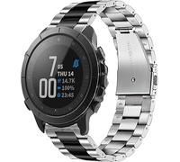 Lamshaw Correa Compatible con Wahoo ELEMNT Rival SmartWatch-Banda de Acero Inoxidable,Mecanismo de Liberación Rápida (Negro&Plateado)