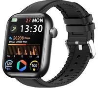 Lamshaw Correa de Cuero Compatible con HALOBOOM G104/RLQA G104 Reloj Inteligente 1,83 Pulgadas,Correa de Silicona y Cuero Híbrido para Mujeres y Hombres (Negro)