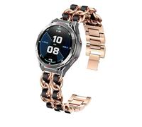 Lamshaw Correa de Reloj Inteligente 22mm - Banda de Metal con Detalles de Cuero-Compatible con OUKITEL BT12 Smartwatch -Para OUKITEL BT103/BT10/BT50/BT20/BT50/BT80/BT101/BT2 (Negro &Oro rosa)