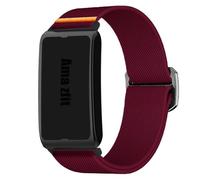 Lamshaw Correa elástica de nylon transpirable para Amazfit Smart Watch- Cinturón deportivo ajustable compatible con Amazfit Helio Strap Smart Band Fitness-Tracker (Rojo)