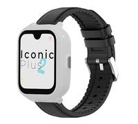 Lamshaw Correa Híbrida Cuero/Silicona para SaveFamily Reloj Inteligente-Compatible con SaveFamily Iconic Plus 2/Senior/Plus 4G/ Slim 4G/Enjoy-Unisex para Hombre y Mujer (Negro)