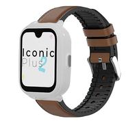 Lamshaw Correa Híbrida Cuero/Silicona para SaveFamily Reloj Inteligente-Compatible con SaveFamily Iconic Plus 2/Senior/Plus 4G/ Slim 4G/Enjoy-Unisex para Hombre y Mujer (Marrón)