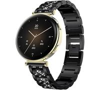 Lamshaw Correa para Hama Reloj Inteligente Correa Metálica Elegante con Cristales para Mujer-Liberación Rápida- Compatible con Hama 7000 Smartwatch 1,32" (Negro)