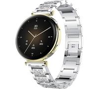Lamshaw Correa para Hama Reloj Inteligente Correa Metálica Elegante con Cristales para Mujer-Liberación Rápida- Compatible con Hama 7000 Smartwatch 1,32" (Plateado)