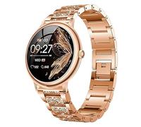 Lamshaw Correa para RUXINGX Reloj inteligente - Correa Metálica Elegante con Cristales para Mujer-Liberación Rápida- Compatible con RUXINGX AK98 Reloj Inteligente Mujer 1,19 pulgadas (Oro rosa)