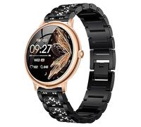 Lamshaw Correa para RUXINGX Reloj inteligente - Correa Metálica Elegante con Cristales para Mujer-Liberación Rápida- Compatible con RUXINGX AK98 Reloj Inteligente Mujer 1,19 pulgadas (Negro)