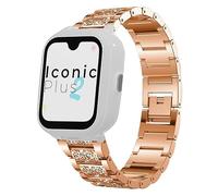 Lamshaw Correa para SaveFamily Reloj- Correa Metálica Elegante con Cristales para Mujer-Liberación Rápida- Compatible con SaveFamily Iconic Plus 2/Senior/Plus 4G/ Slim 4G/Enjoy (Oro rosa)