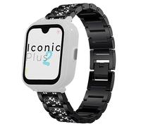 Lamshaw Correa para SaveFamily Reloj- Correa Metálica Elegante con Cristales para Mujer-Liberación Rápida- Compatible con SaveFamily Iconic Plus 2/Senior/Plus 4G/ Slim 4G/Enjoy (Negro)