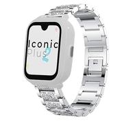 Lamshaw Correa para SaveFamily Reloj- Correa Metálica Elegante con Cristales para Mujer-Liberación Rápida- Compatible con SaveFamily Iconic Plus 2/Senior/Plus 4G/ Slim 4G/Enjoy (Plateado)