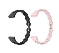 Lamshaw Correa para SaveFamily Slim 4G/SaveFamily Enjoy Smartwatch-Cinturón de Silicona Elástica con Liberación Rápida,Correa Hueca Transpirable y Suave (Rosa+Negro)
